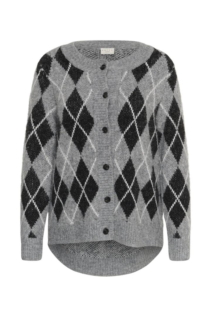KCsima Cardigan - Black/GM/White Argyle