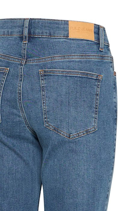 PZEMMA HighWaist Jeans Medium Straight Leg - Bright medium blue denim