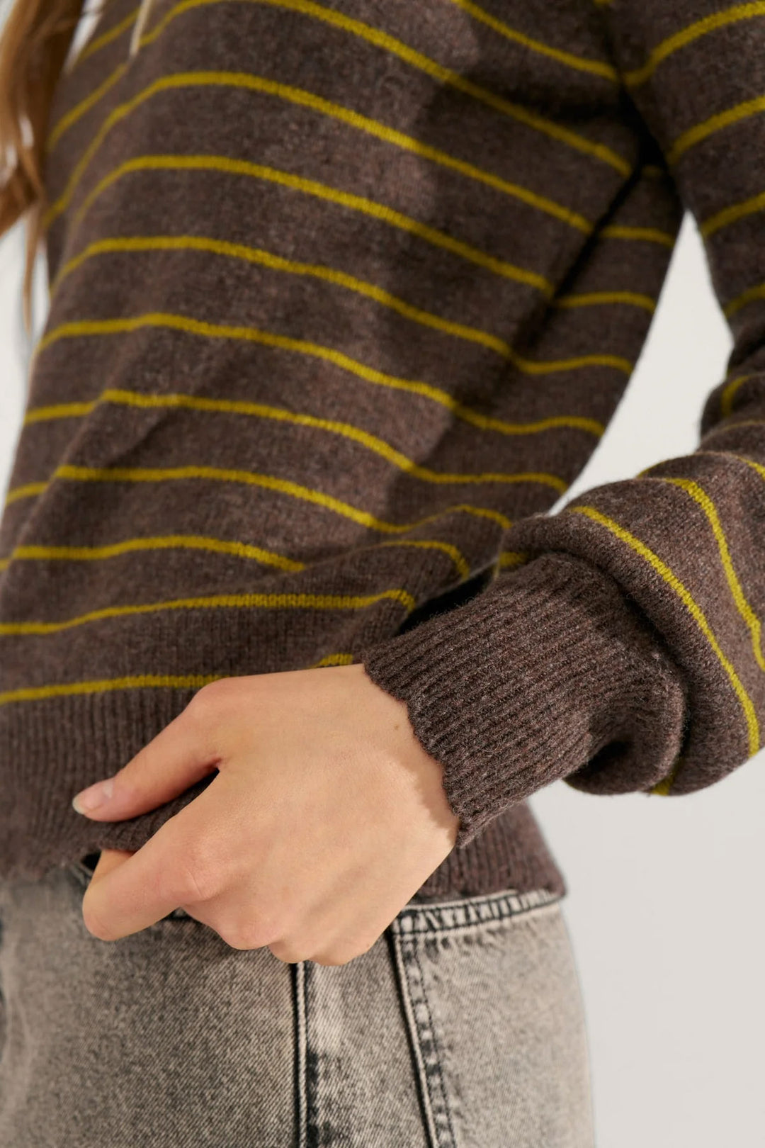 Nulucinda Stripe Pullover - Black Coffee