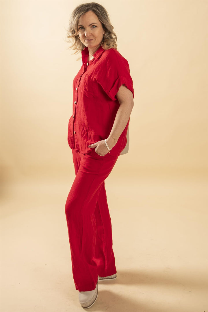 Madli Linen Pant - Red