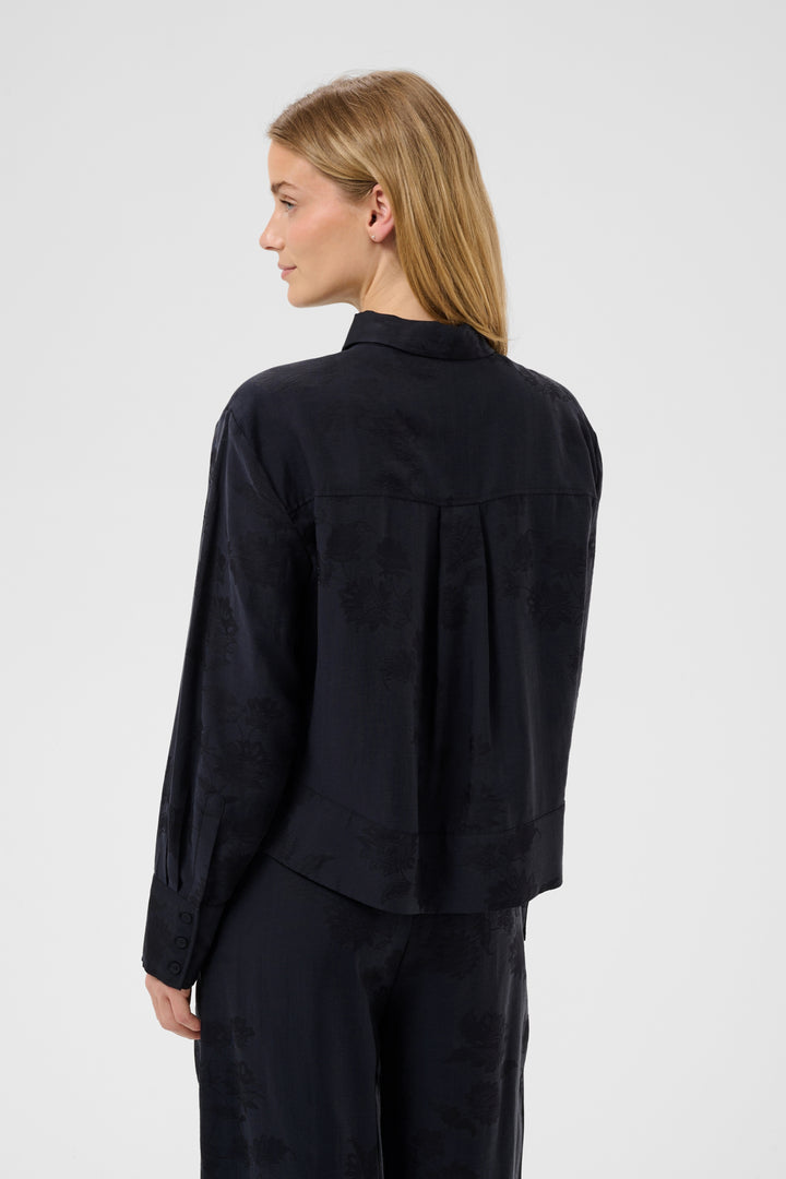 Carolla Shirt - Dark Navy Flower Jaquard