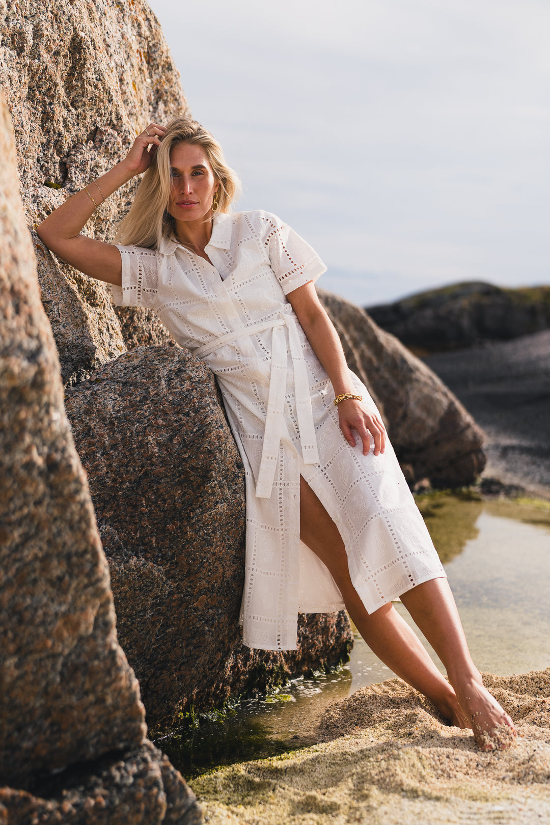 Lea shirt Dress - Egret