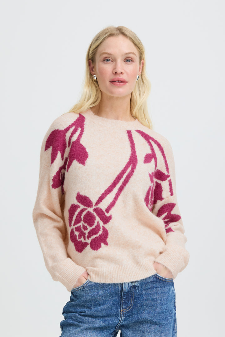 BYomea Flower Jumper 4 - BIRCH/PINK ROSE