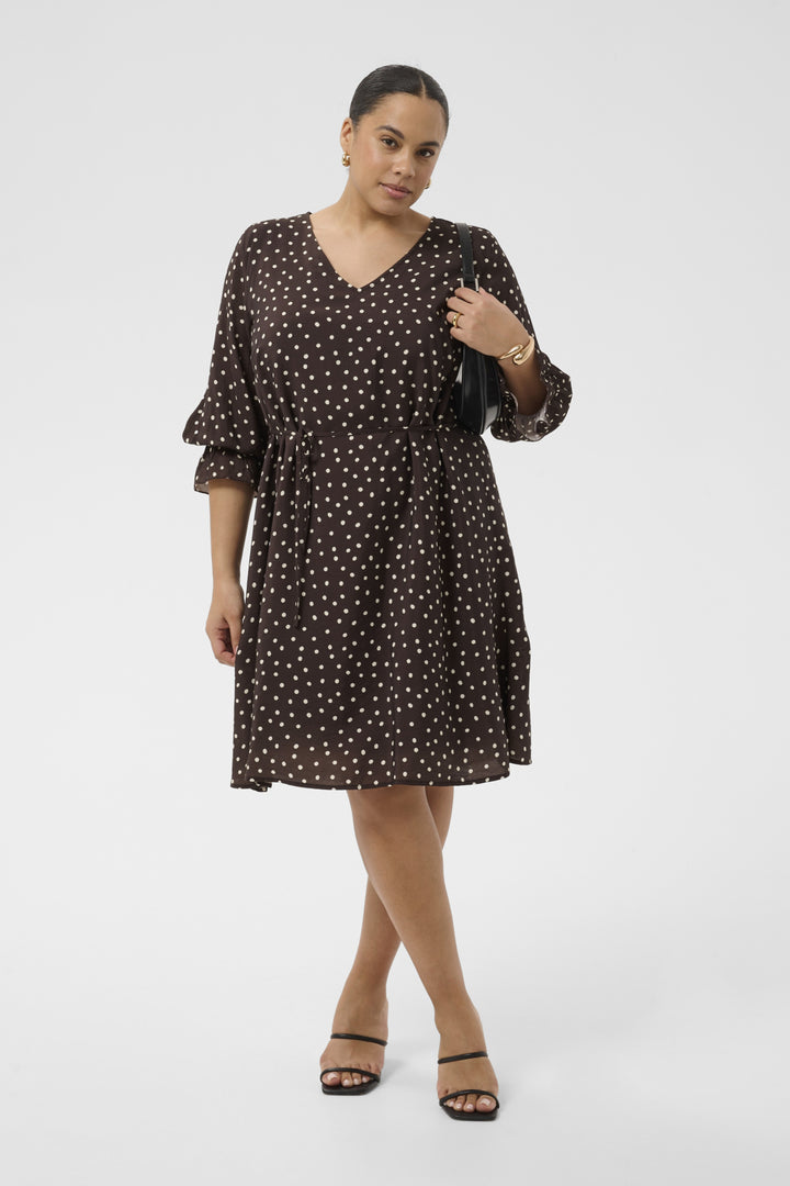 KCditte Dress - Coffee Bean Turtledove Dot