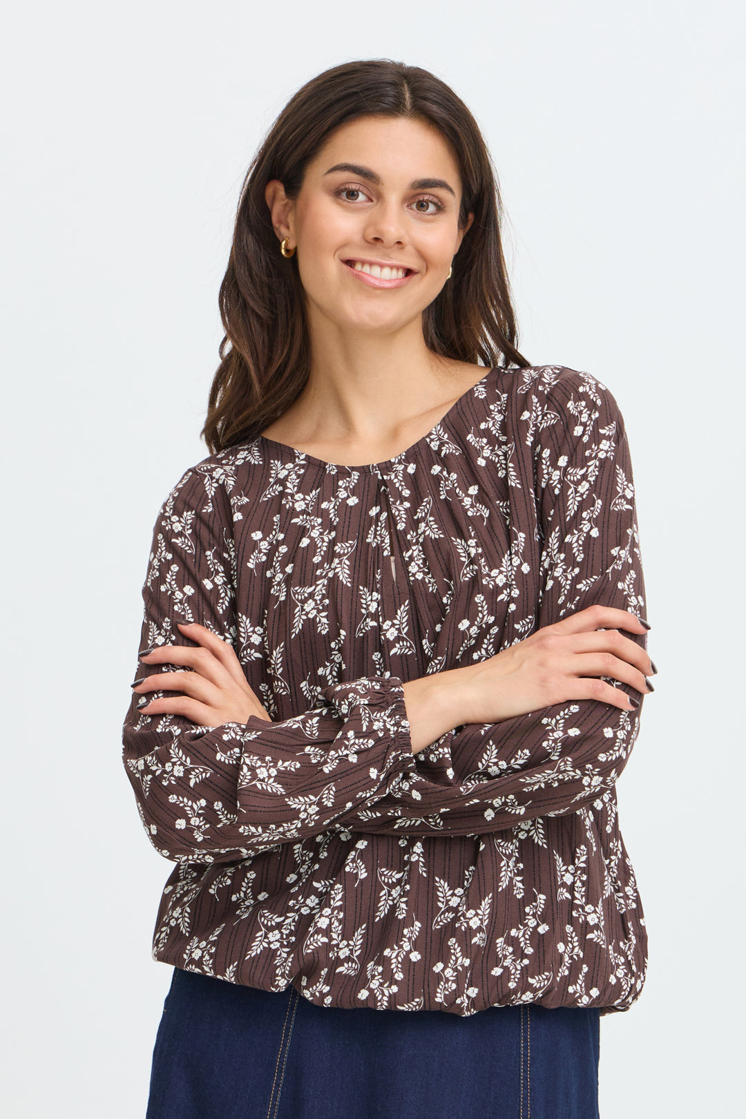 FRMERLE Blouse - FLOWER DROP HOT FUDGE
