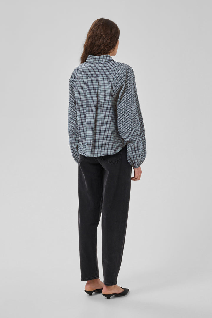 Ilse Balloon Sleeve Shirt - Douglas Green Check