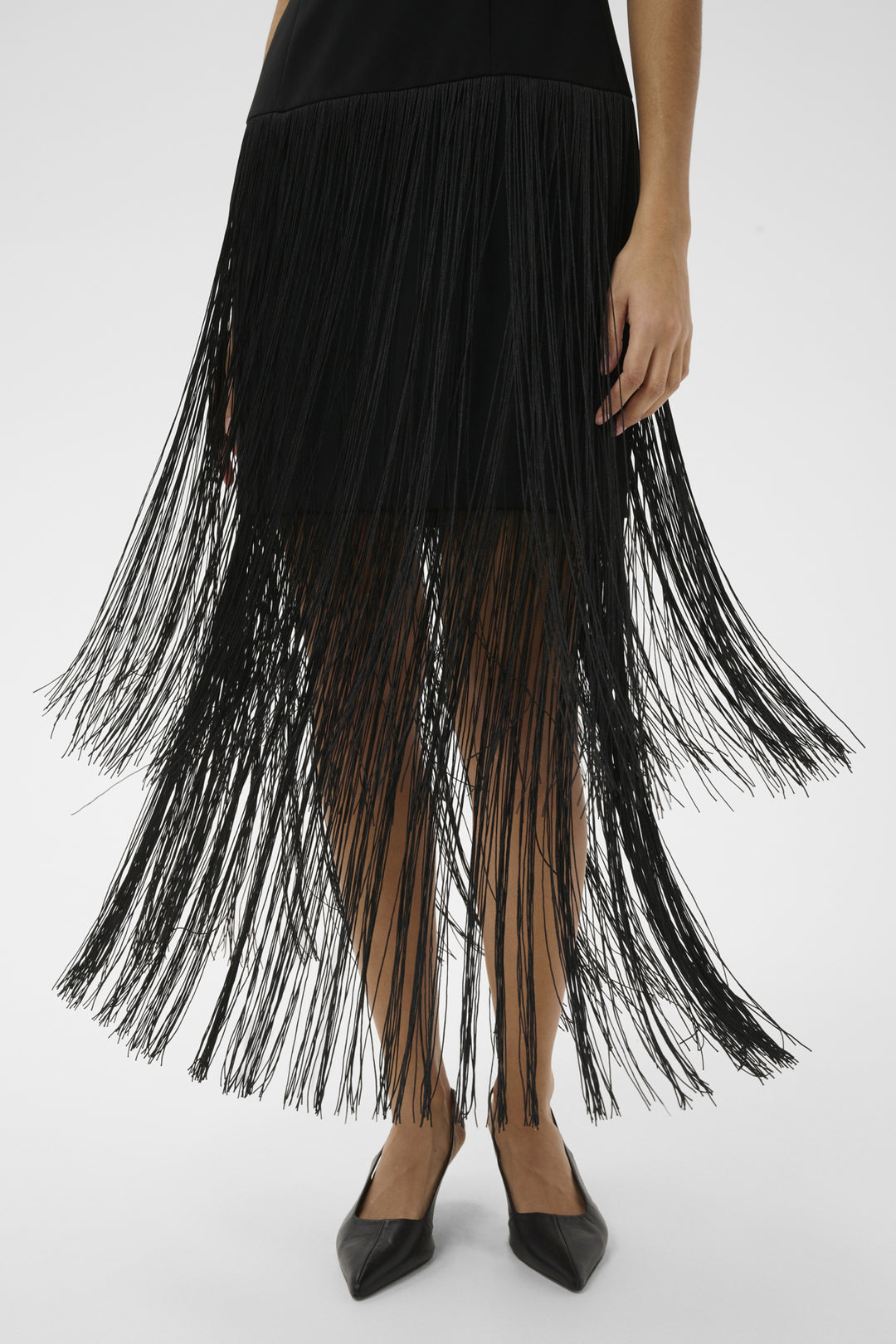 CHARLEENE FEST FRINGE DRESS - Black