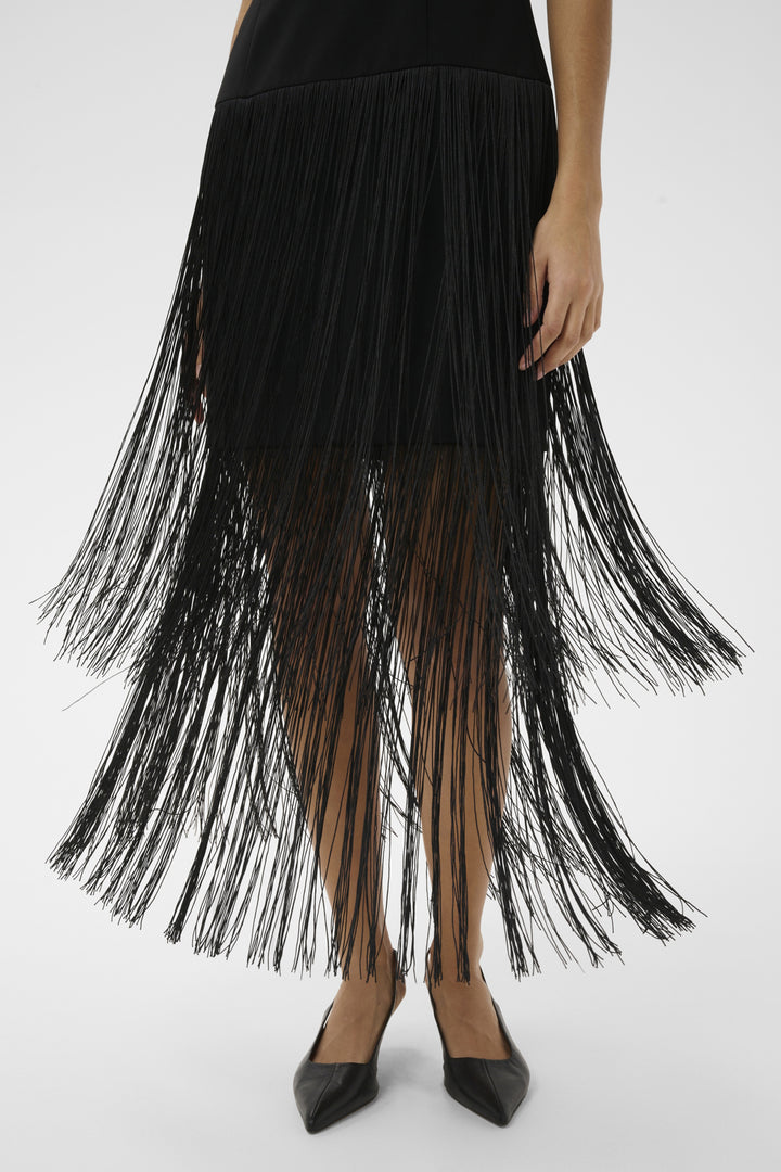CHARLEENE FEST FRINGE DRESS - Black