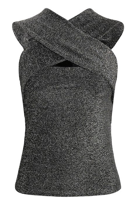 KArebecca Top - Silver black glitter