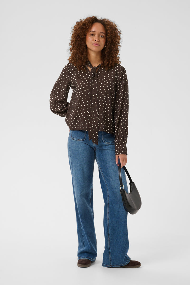 KAdotte Blouse - Coffee Bean Turtledove Dot