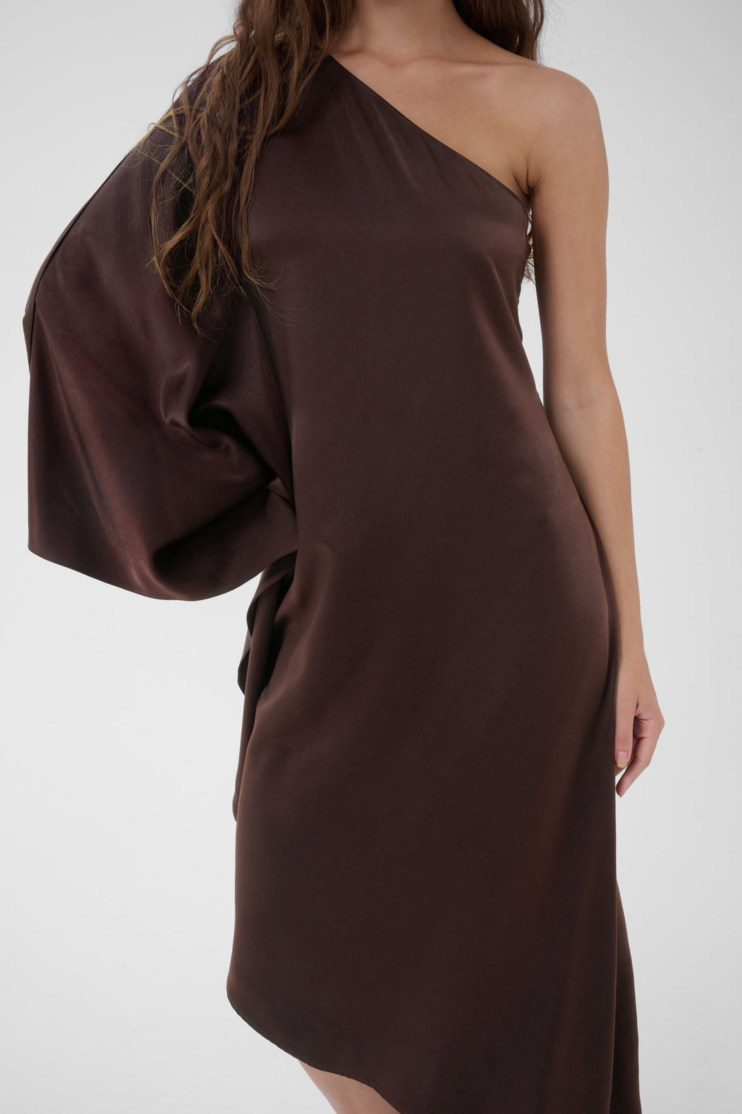Estelle Asymmetric Dress -Chocolate Plum