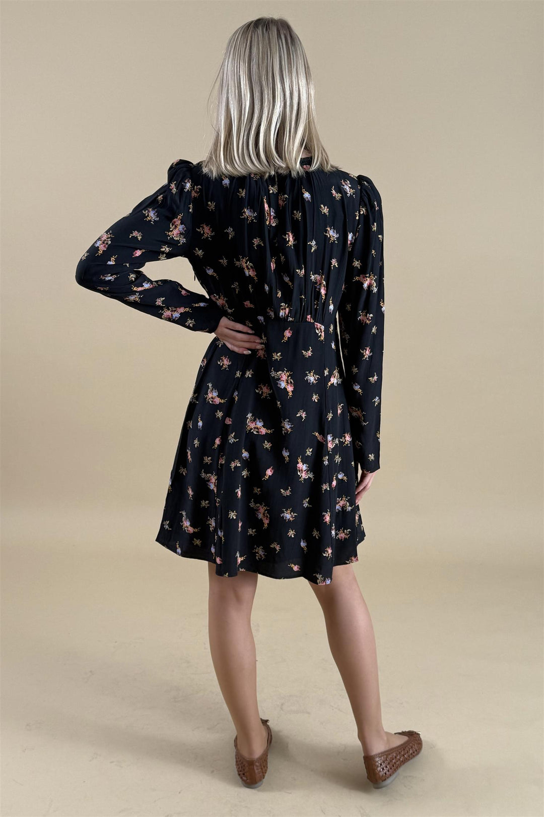 Viscose Mini Dress - Midnight Flowers