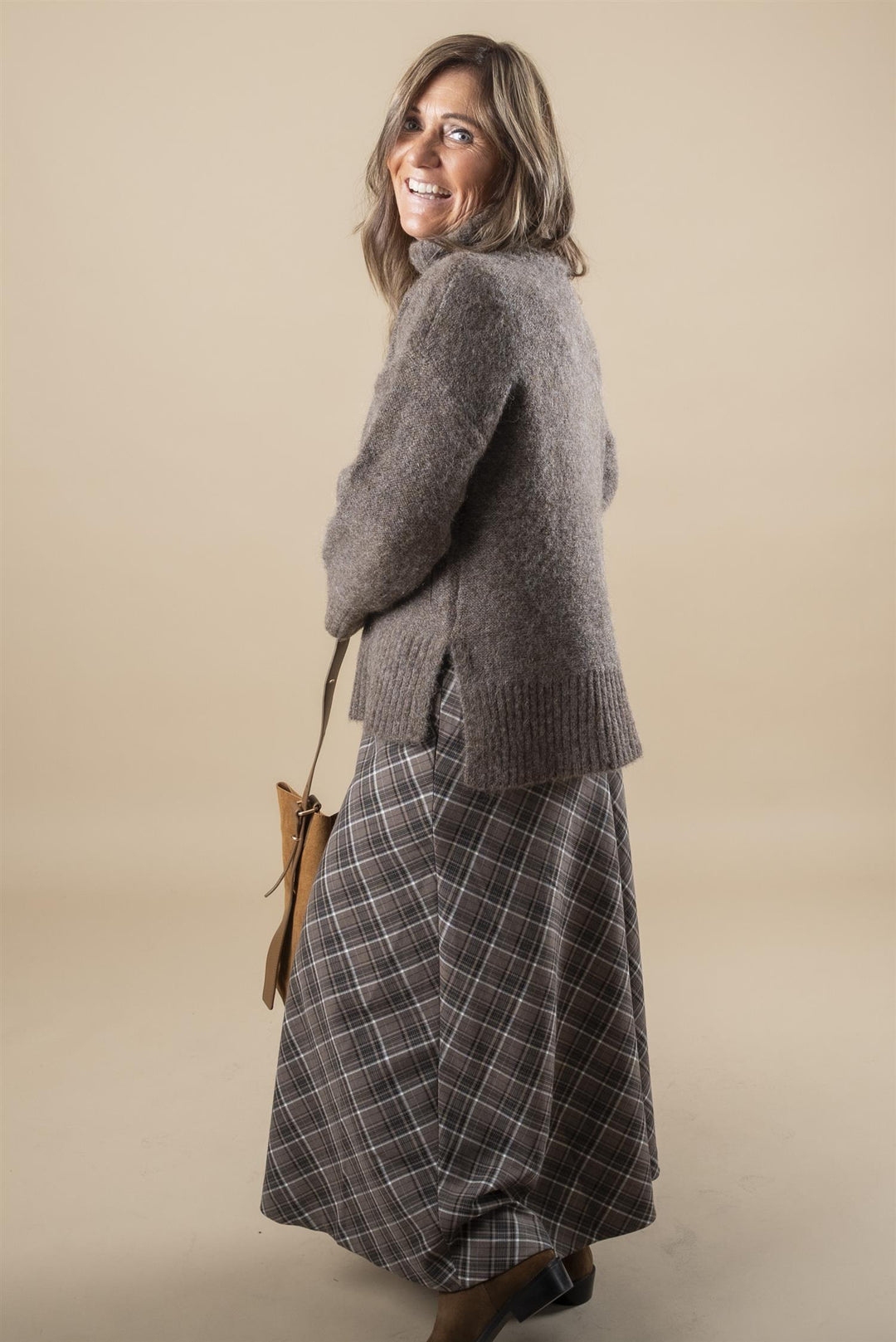 BYESTOLO SKIRT - SEPIA CHECK
