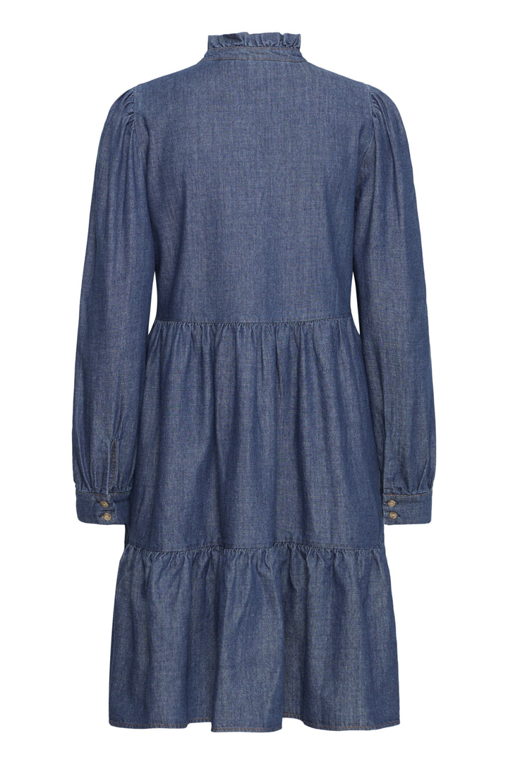 BYXKANTI VNECK DRESS - Mid Blue Denim
