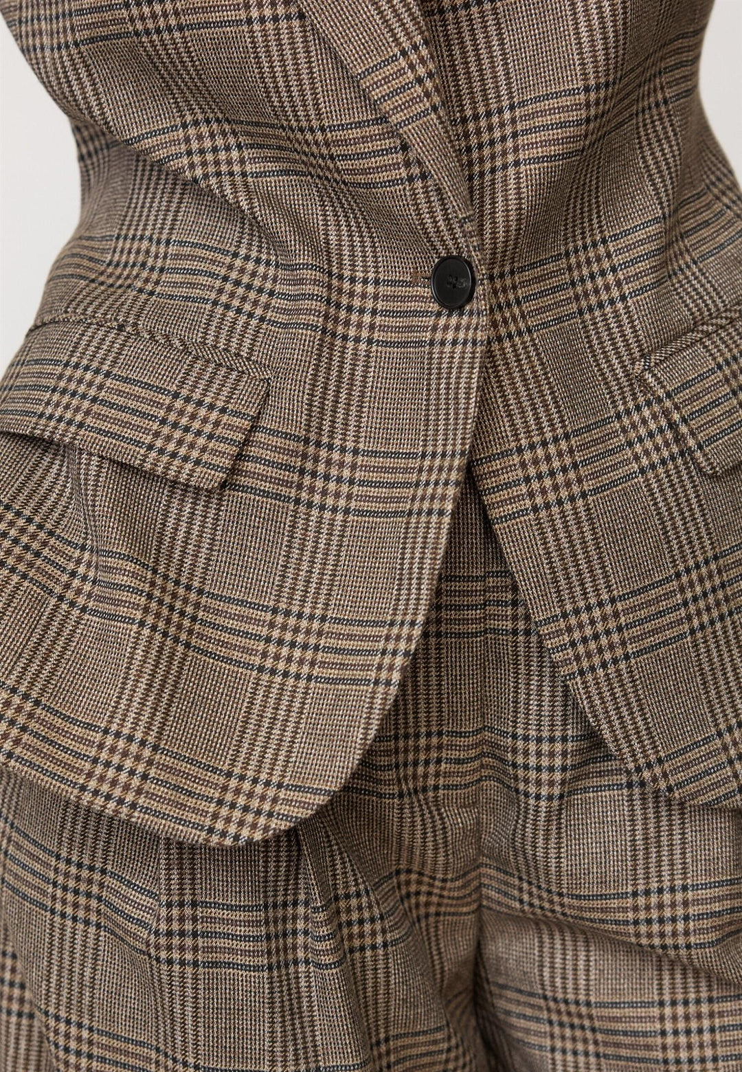 Veya Check Fitted Blazer - Brown