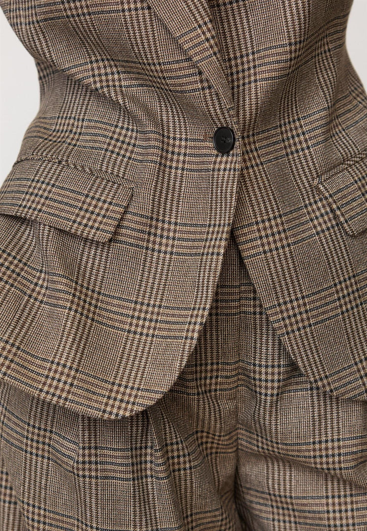Veya Check Fitted Blazer - Brown