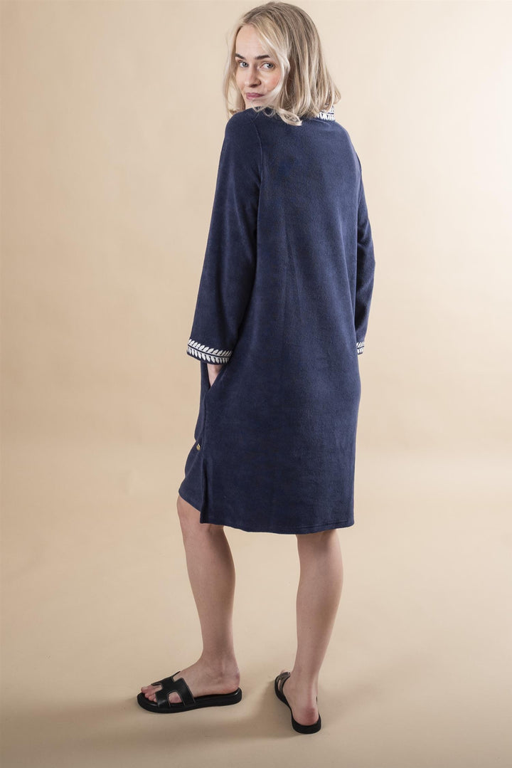 Kaftan Short Dress - Navy