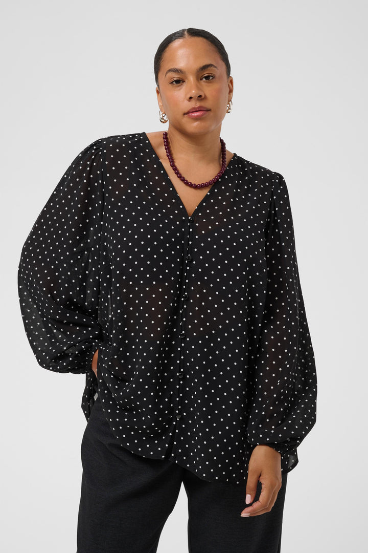 KCminda Blouse - Black W. White Dot