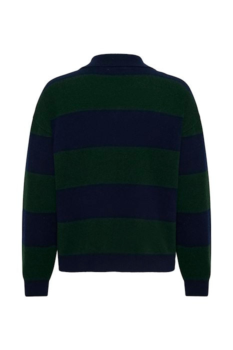 Jola Knit Polo Pullover - Douglas  W. Navy Stripe
