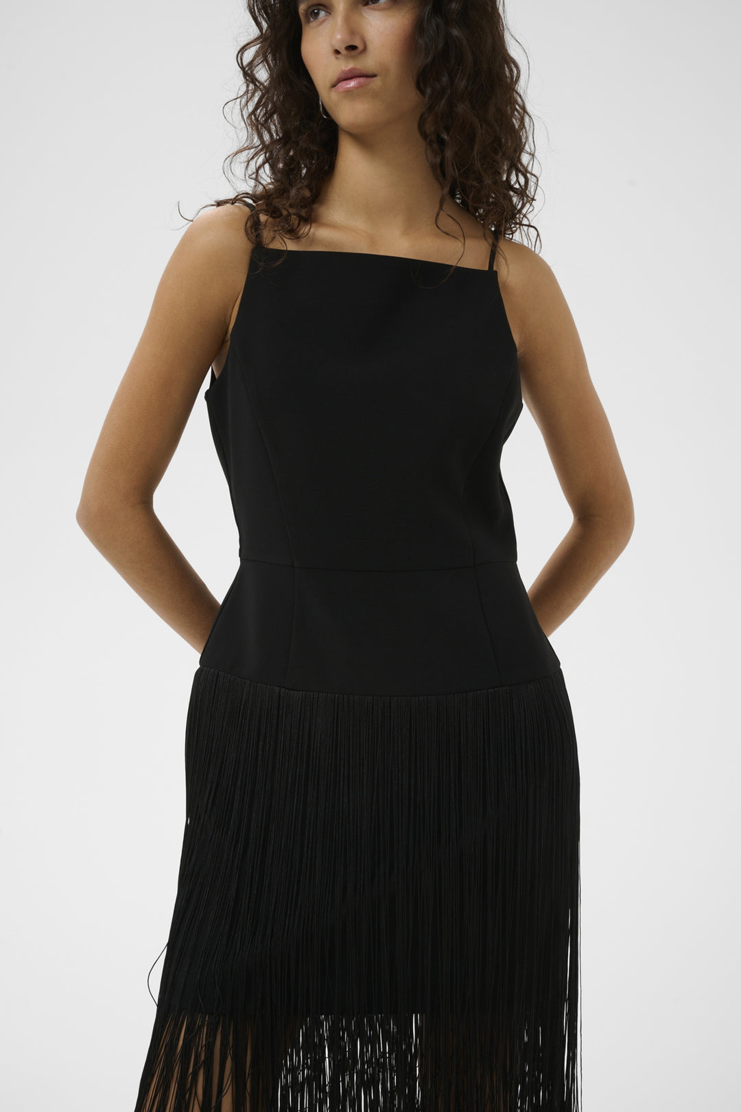 CHARLEENE FEST FRINGE DRESS - Black