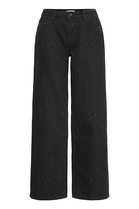 BYLYSSA JEANS - Black Animal Mix