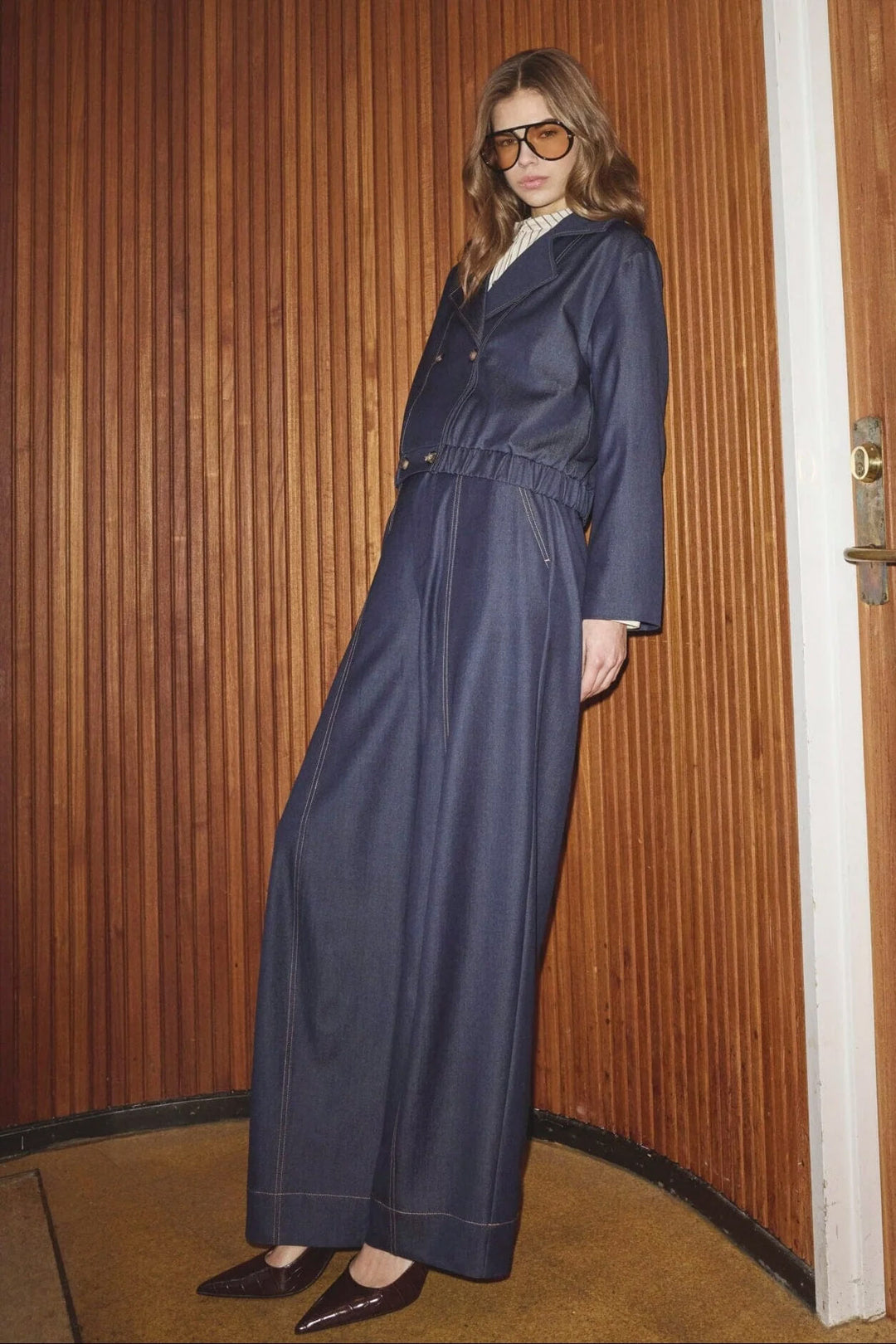 Terry Barrel Pant - Navy Denim