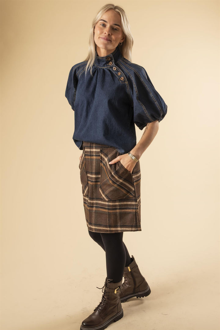 Adam Check Skirt - Coffee