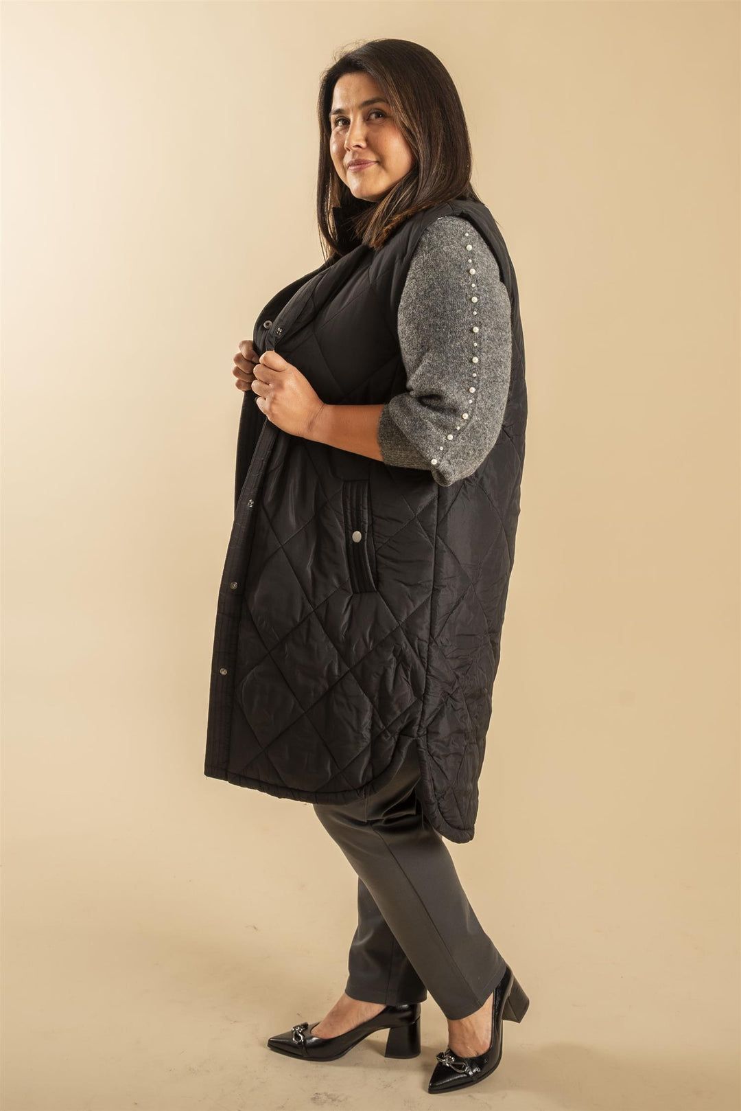 KCmalena Qouilted Waist Coat - Black deep