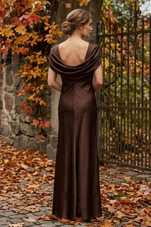 Amaris Heavy Satin Maxidress - Chocolate