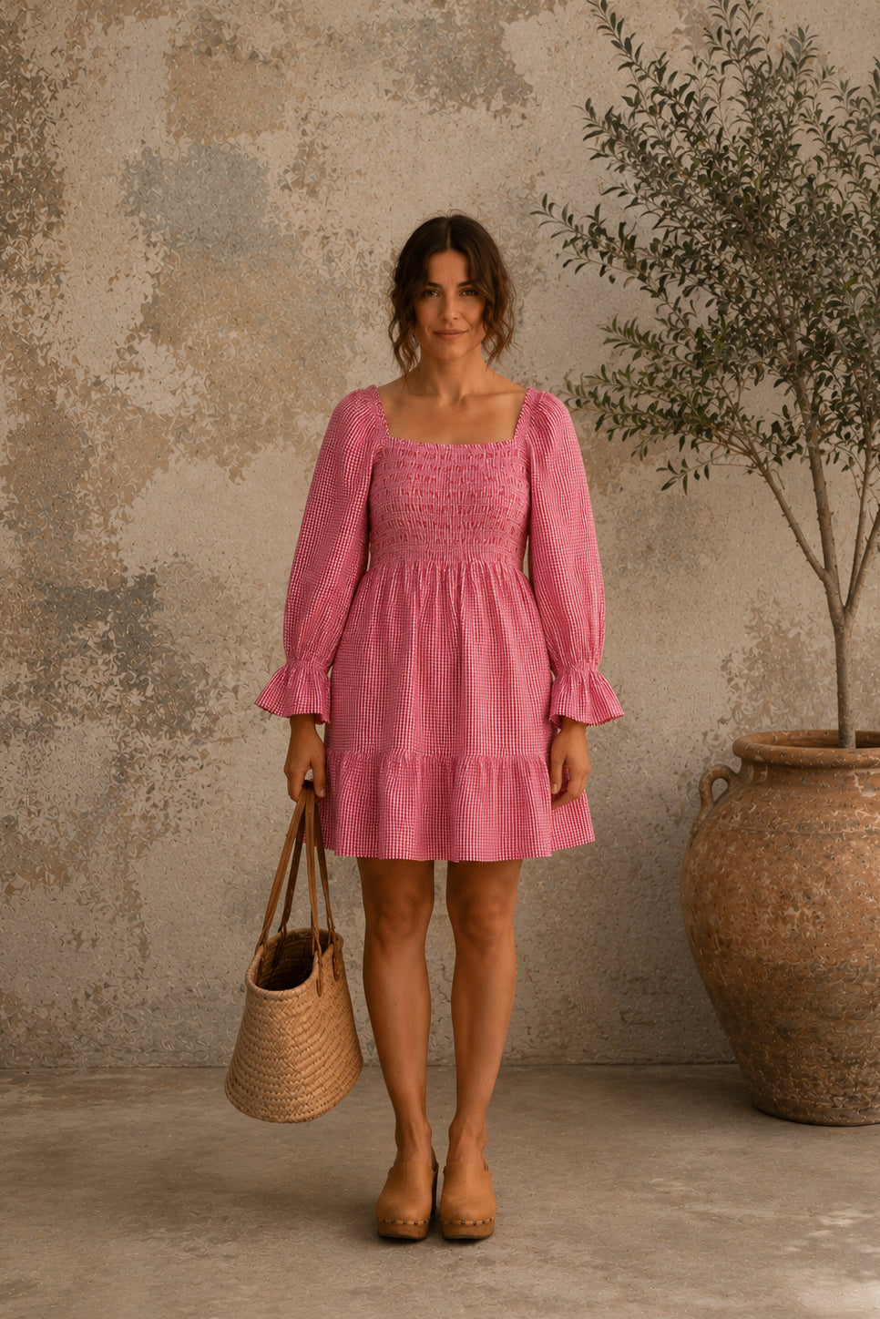 Tia Short Dress - Red Check