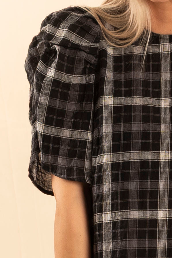 SallyCC Check Blouse - Black