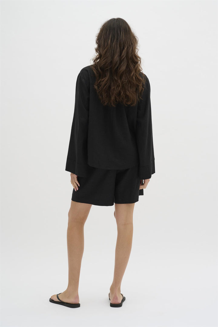 Dias Linen Blouse - Black