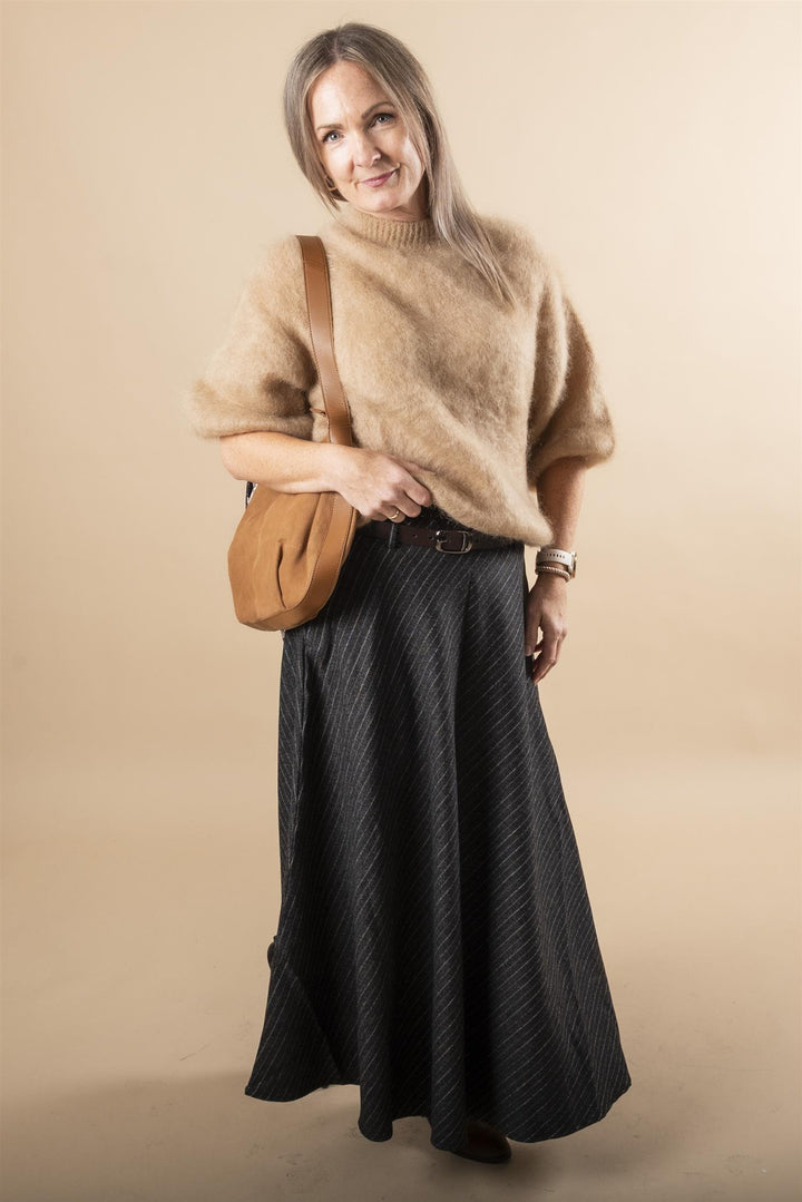 Joselina Pinstripe Maxi Skirt - Black