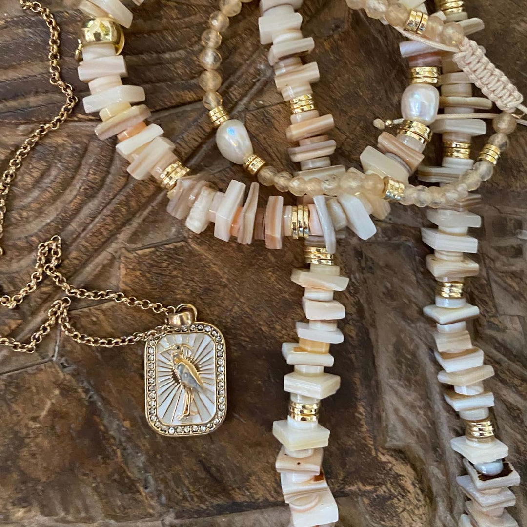 Nature Beads Bracelet - Beige shell
