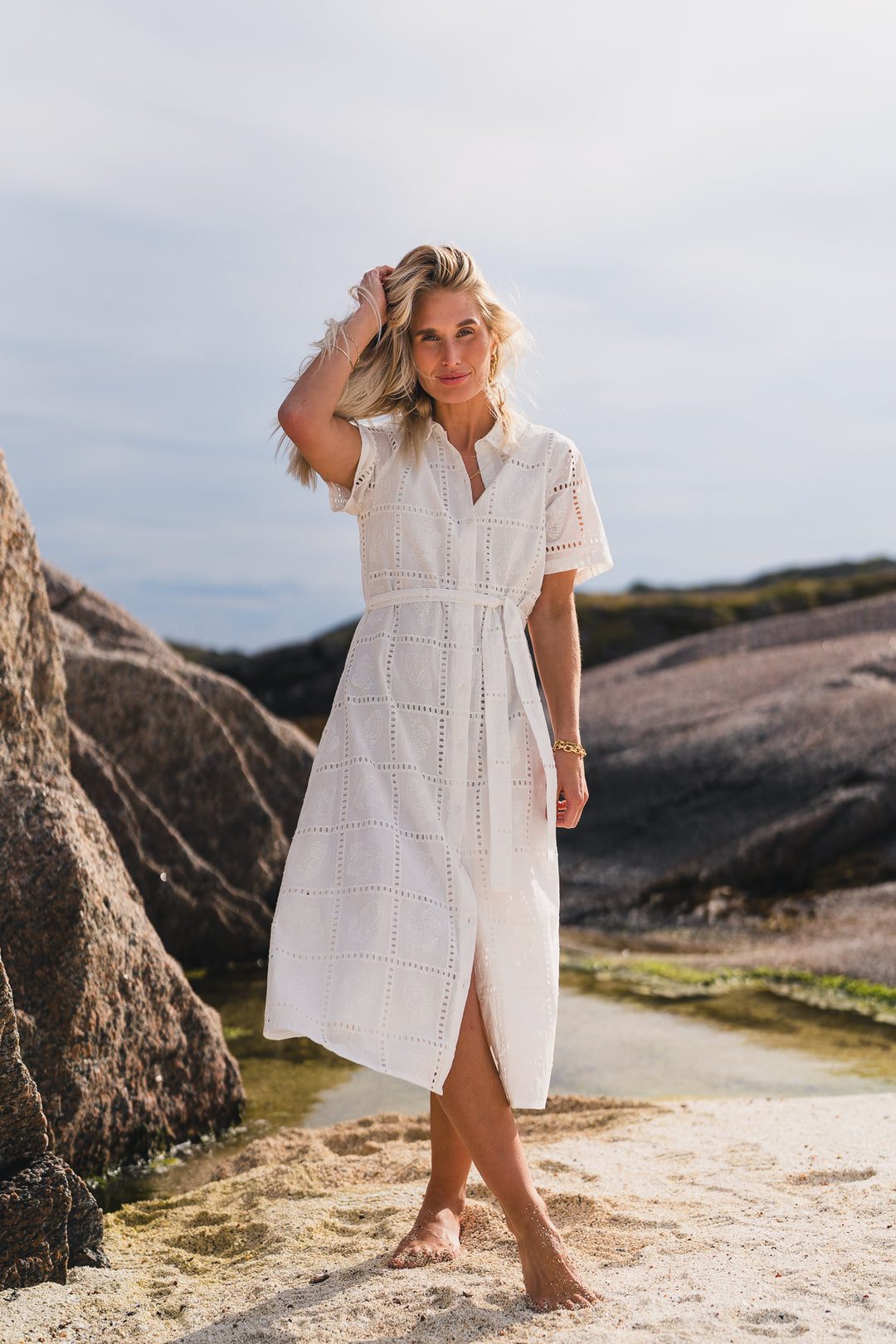 Lea shirt Dress - Egret