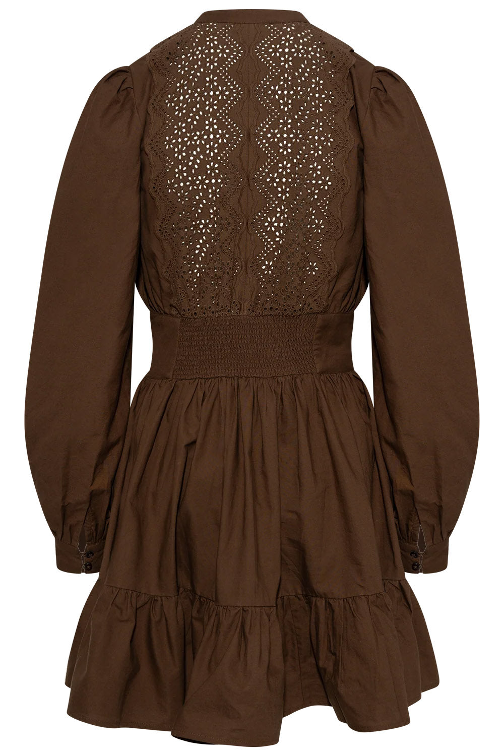 Winter Cotton Mini Dress - Brown