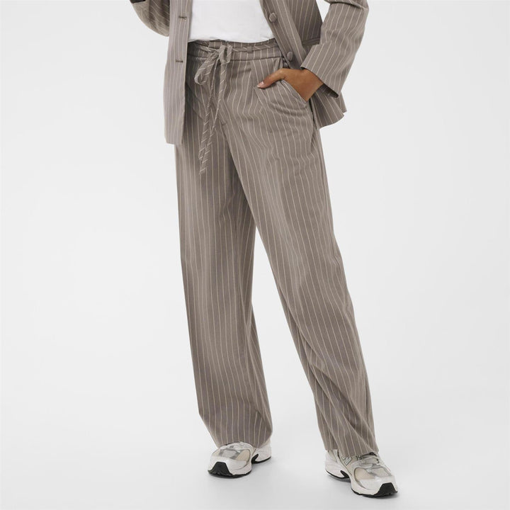 KAmeril Wide Pants - Beige Pinstripe