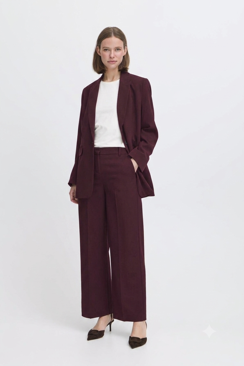 BYDANTA WIDE LEG PANT 2 CROP - Fig Melange