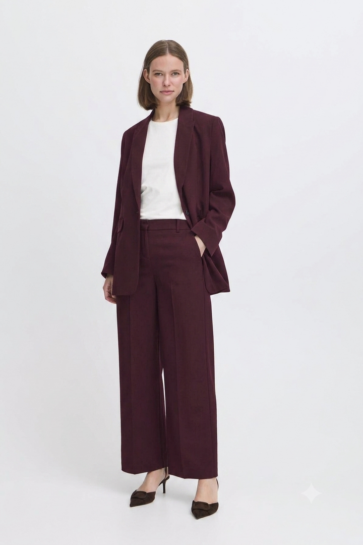 BYDANTA WIDE LEG PANT 2 CROP - Fig Melange