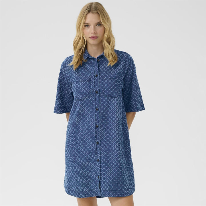 Sardia Denim Dress - Ditressed Blue Denim