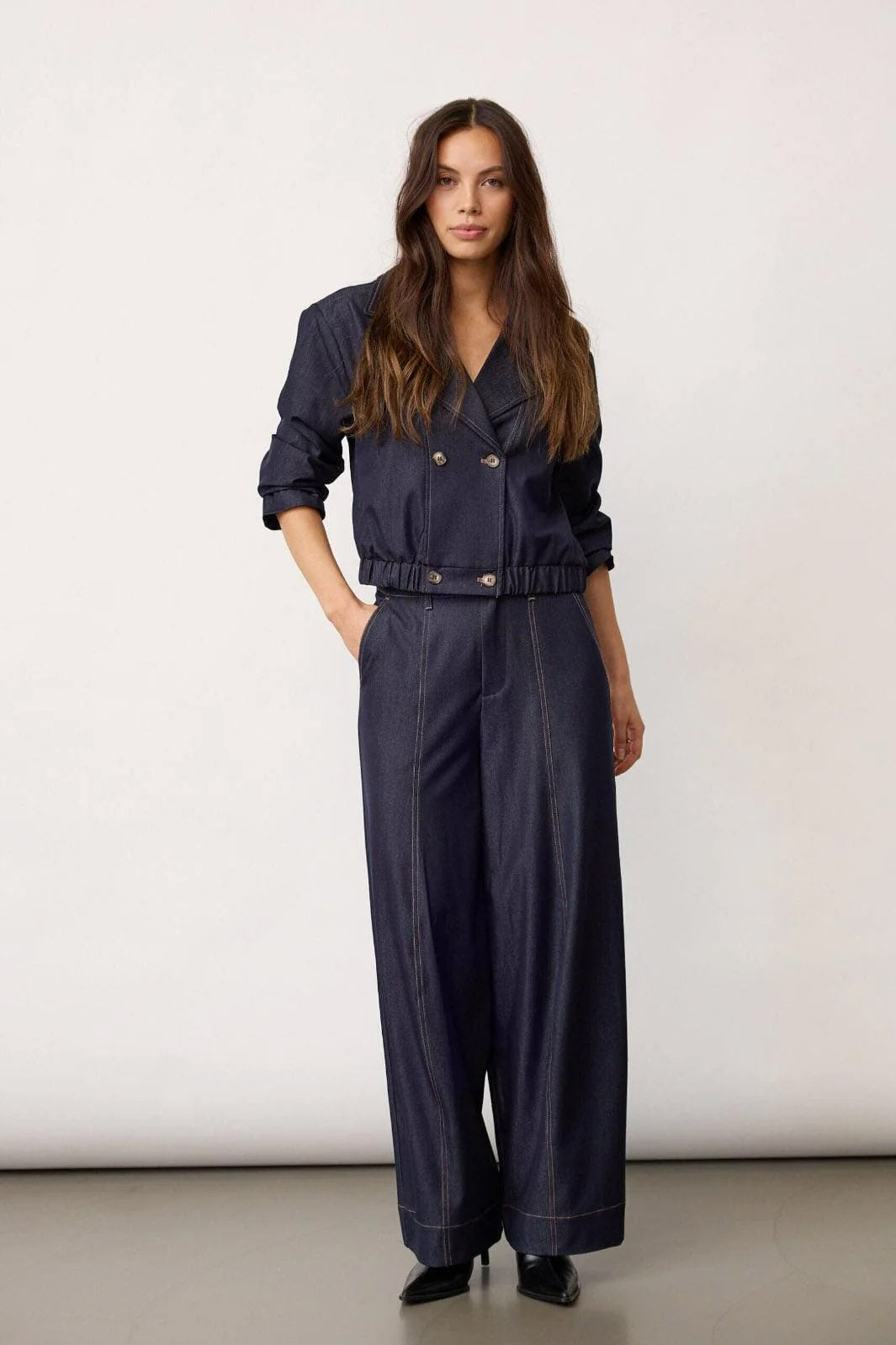 Terry Barrel Pant - Navy Denim