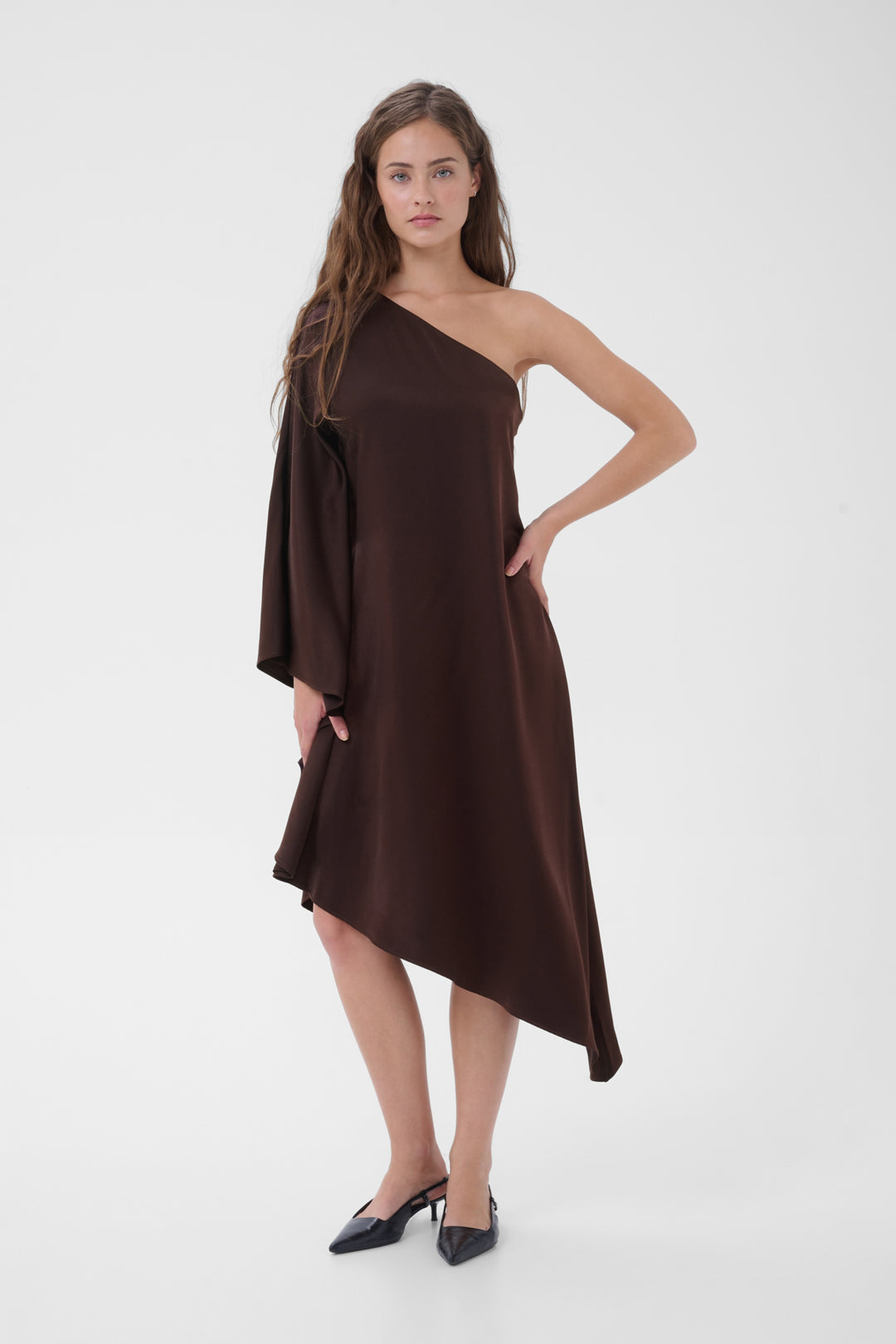 Estelle Asymmetric Dress -Chocolate Plum