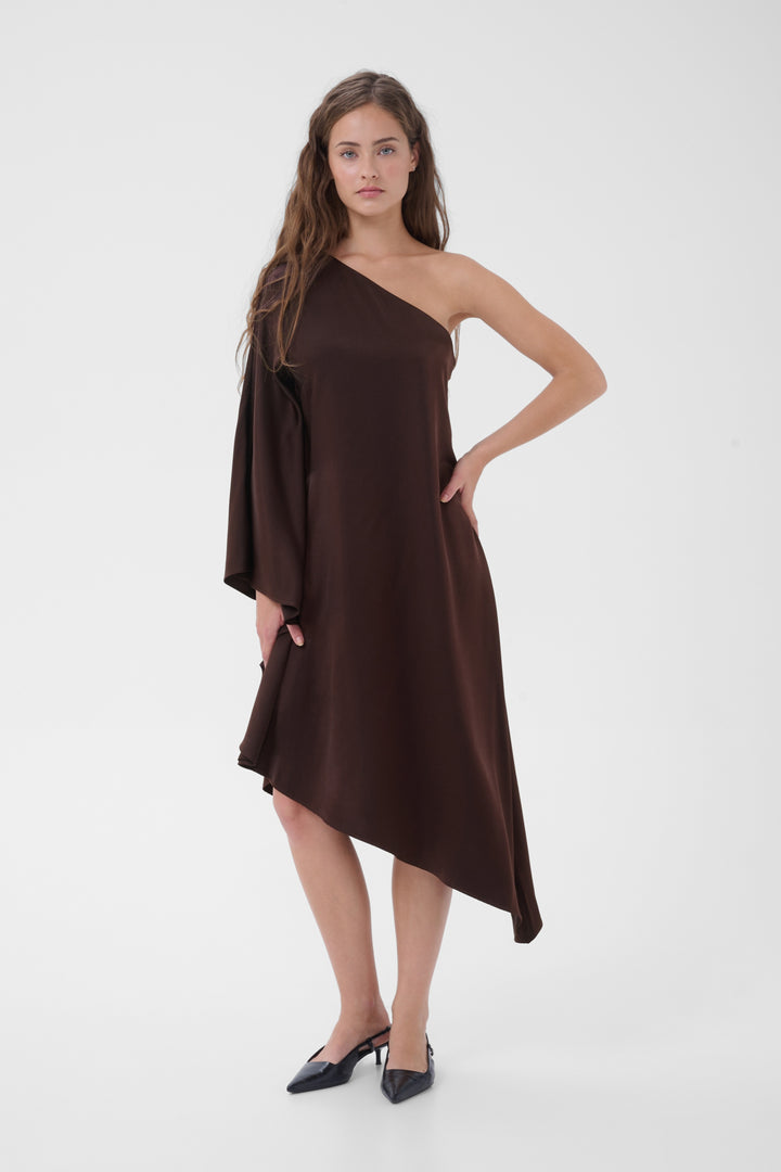Estelle Asymmetric Dress -Chocolate Plum