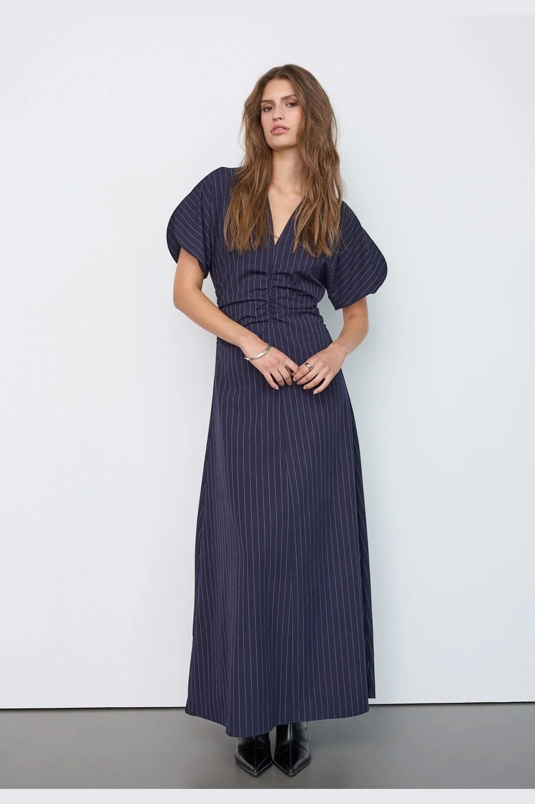 LicaCC Pin Gathering Dress - Navy