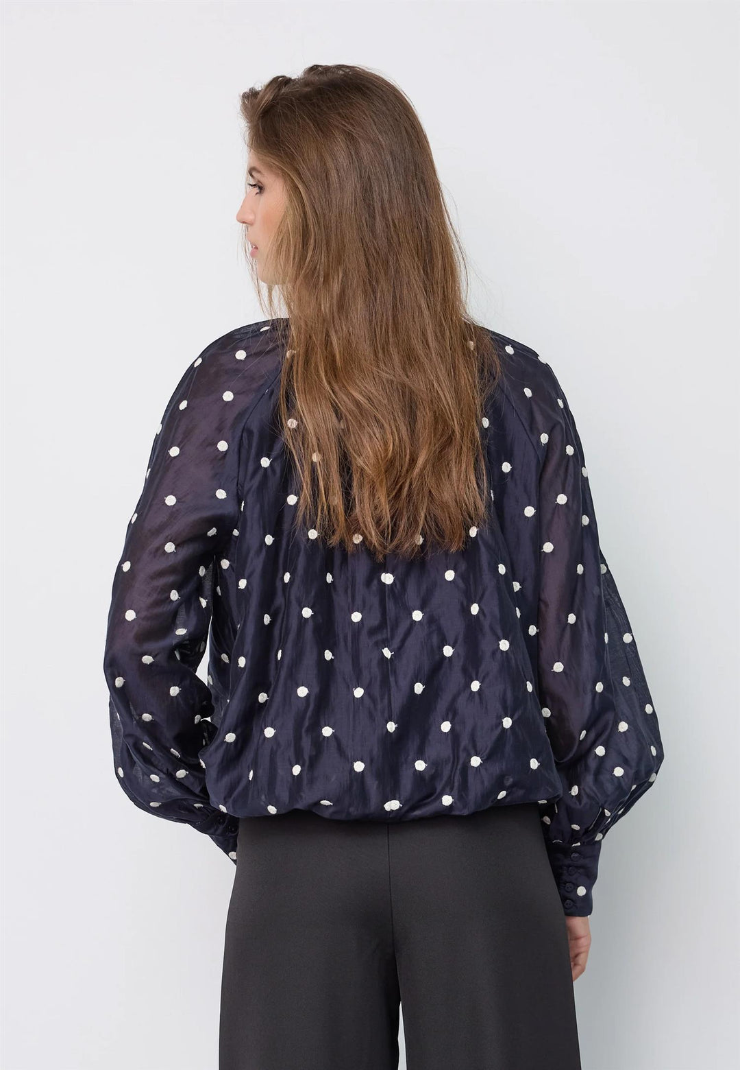 DitaCC Dot Balloon Blouse - Navy