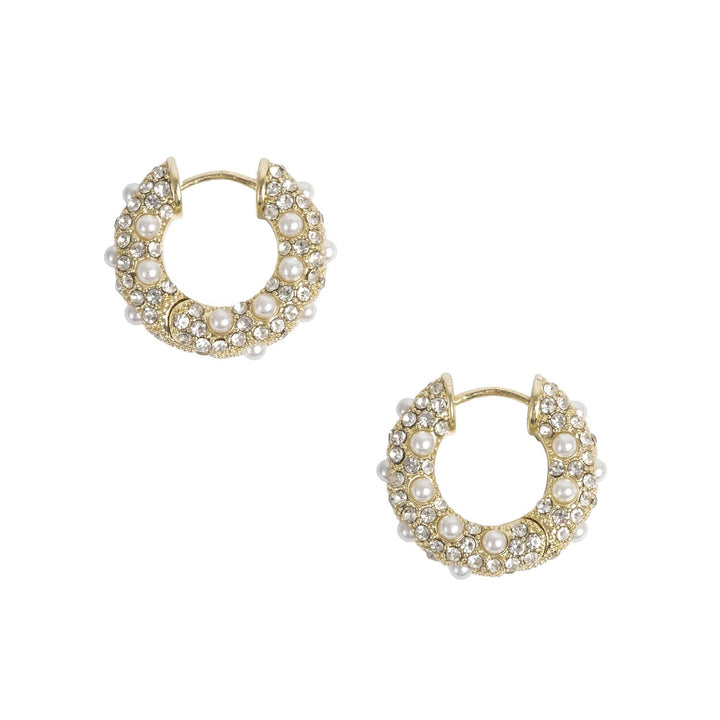 Cosmic Mini Hoops by Tone Damli - Gold/Crystal/Pearls