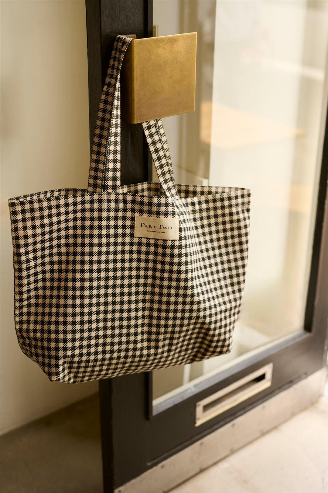 Canvas Bag Boat Shape - Check black