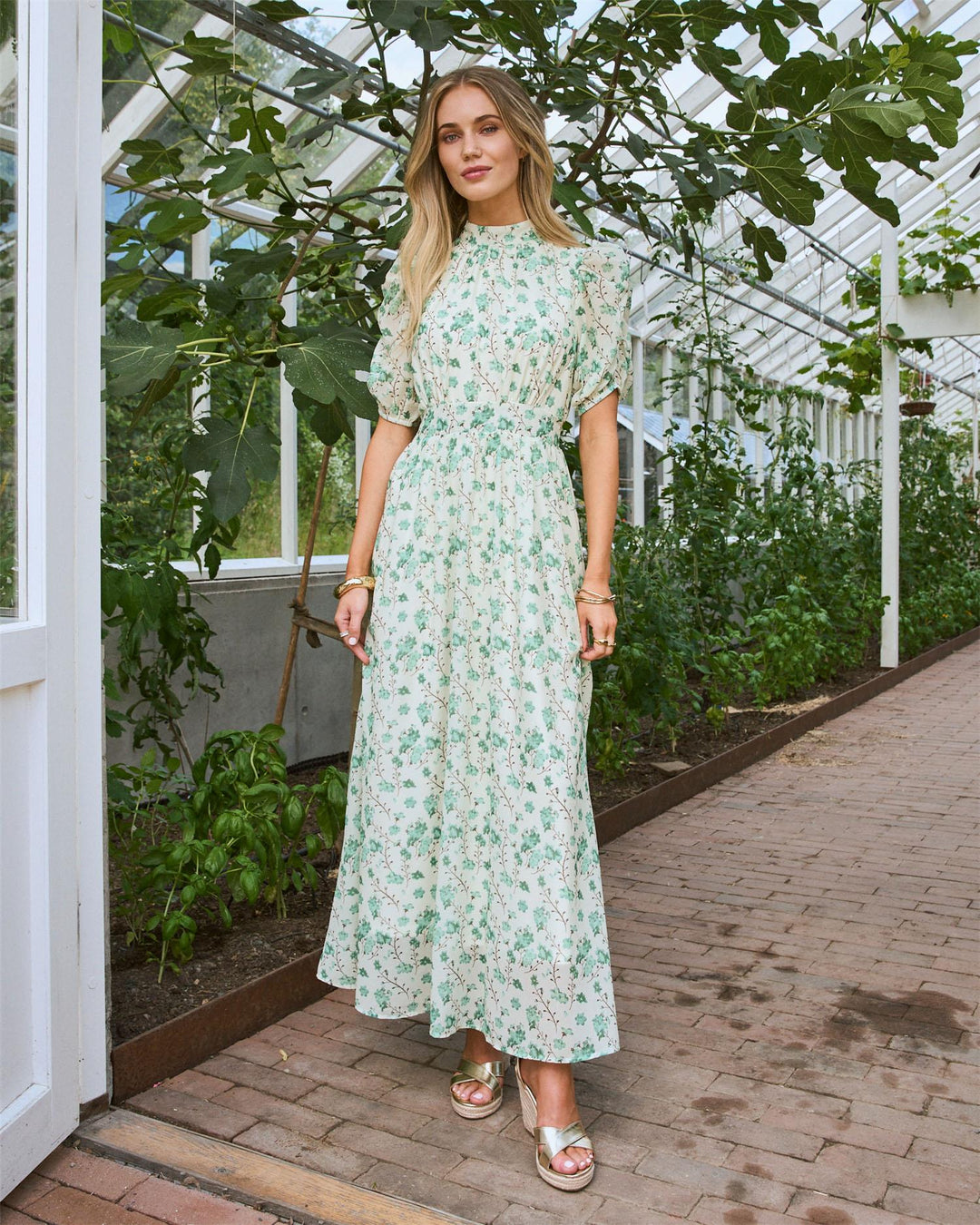 Emmeli Flower Maxi Dress - Island Green