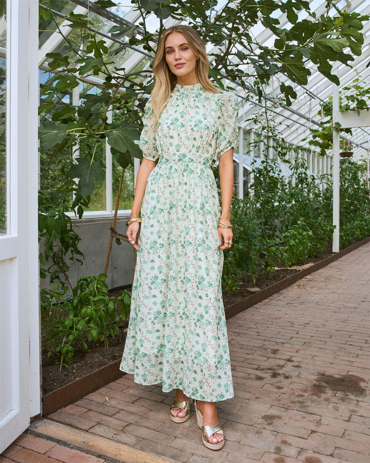 Emmeli Flower Maxi Dress - Island Green