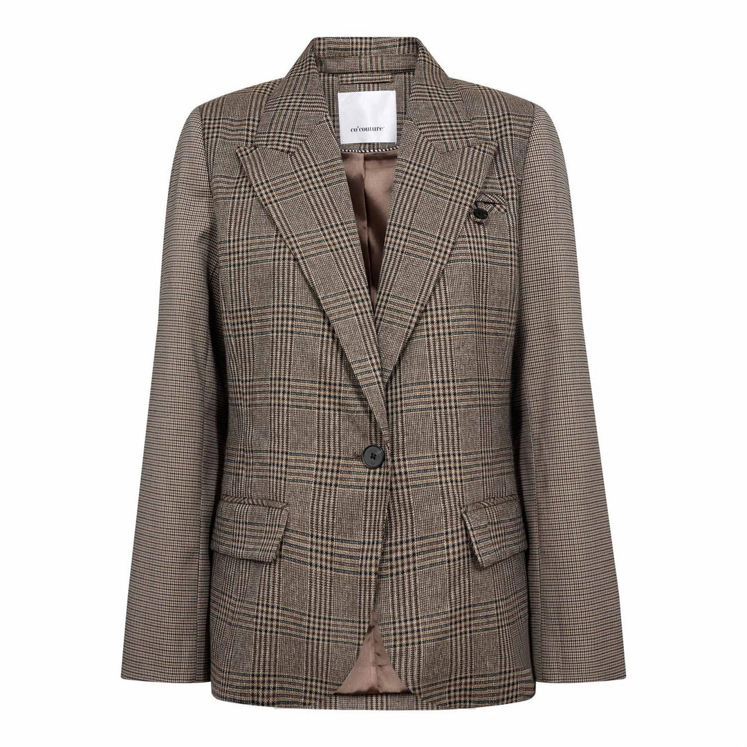 Veya Check Fitted Blazer - Brown